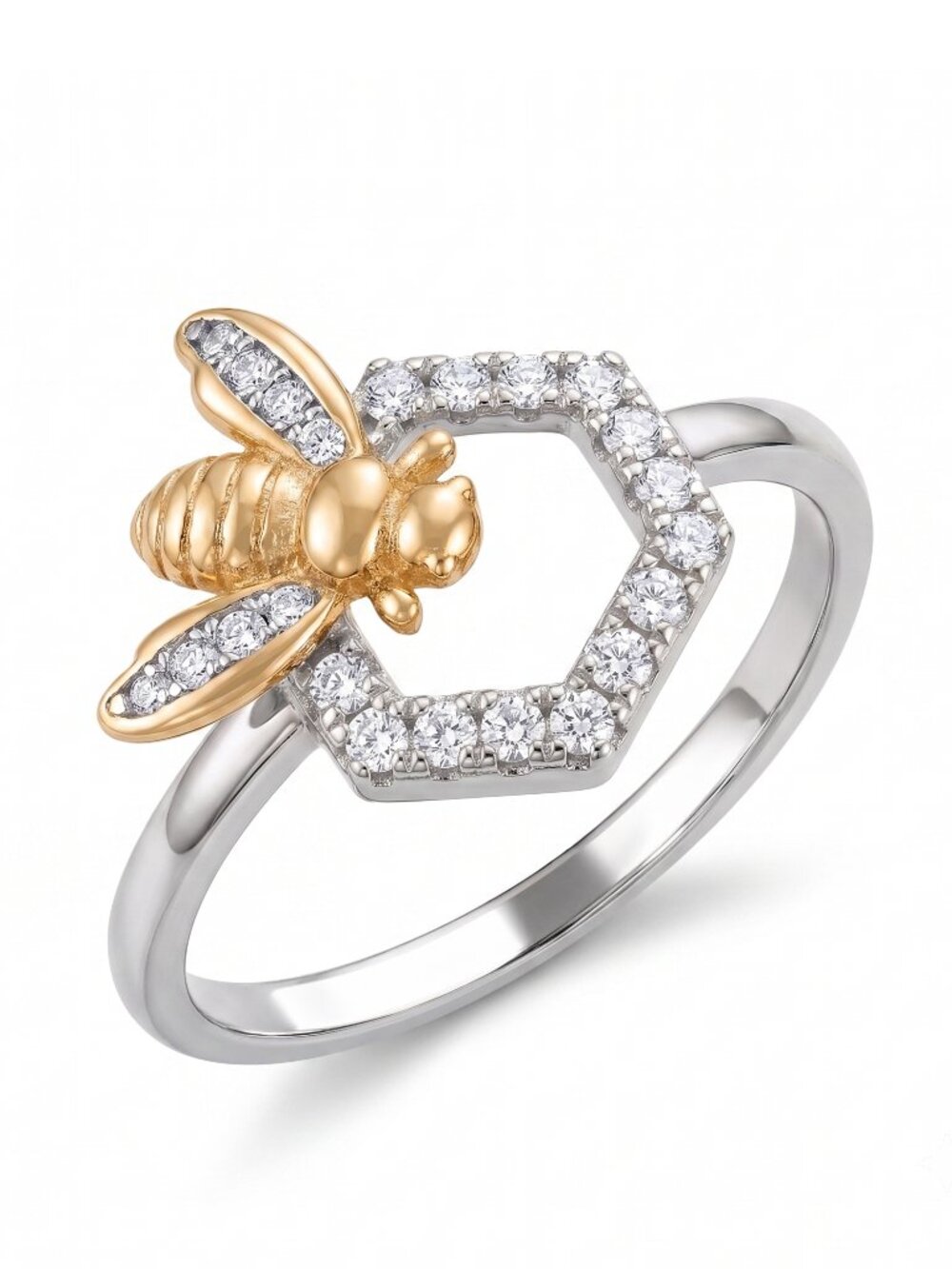 Charmed Aroma Honeycomb Bee ring, size 7, 925 Sterling Silver